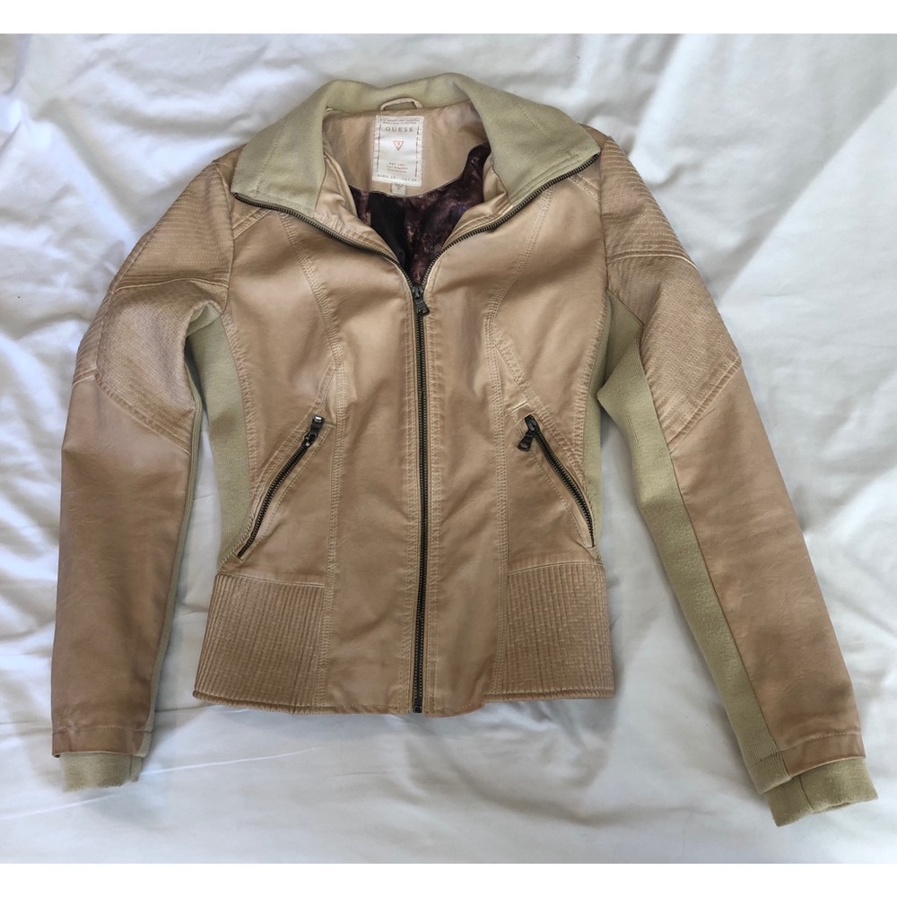 Tan leather moto jacket
